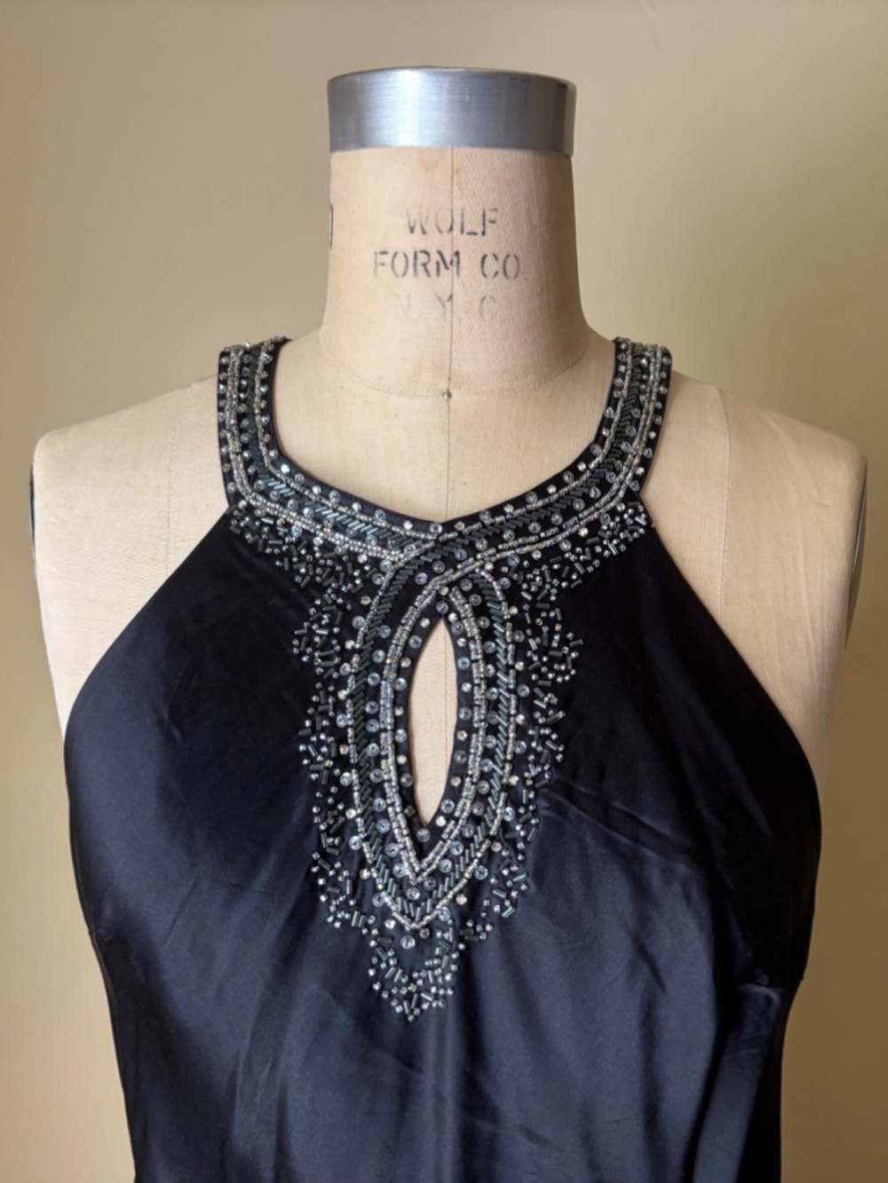 Vintage Y2K VICTORIA'S SECRET 100 SILK Low Back Halter SLIP DRESS Embroidered SM - Picture 5 of 11